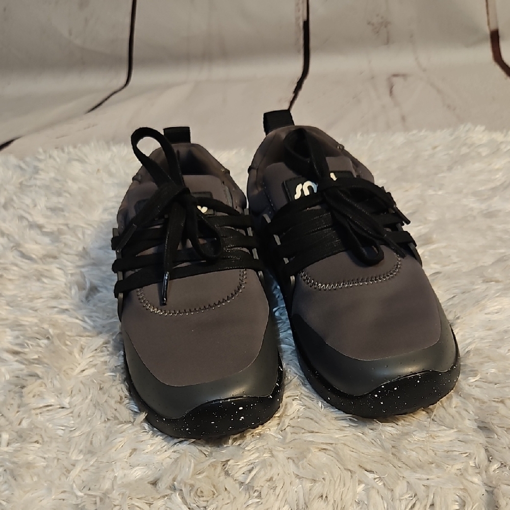 Snibbs womens  Gray Black Lace Up Sneakers Casual‎ Walking Shoes Size 8